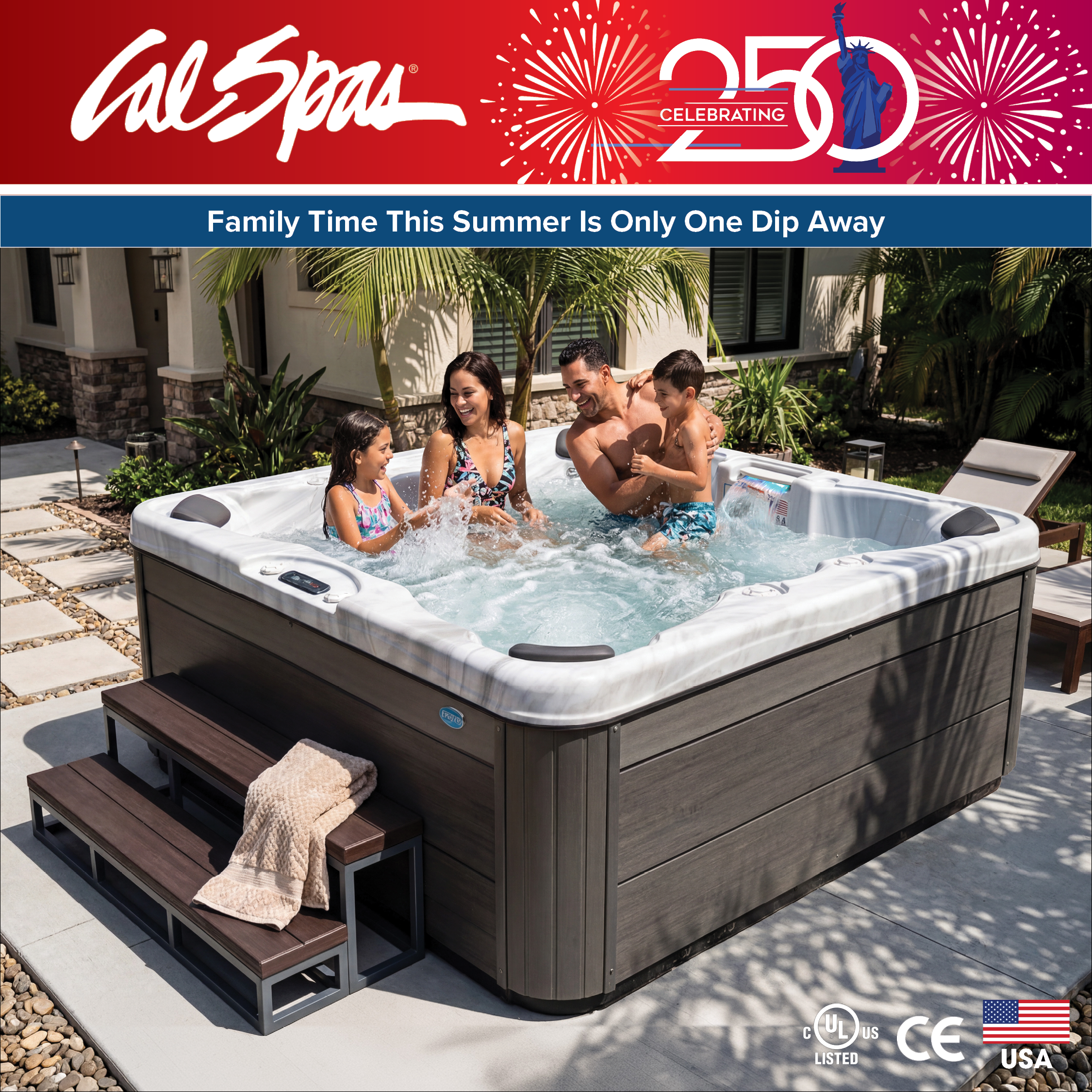 Calspas hot tub being used in a family setting - Buenos Aires